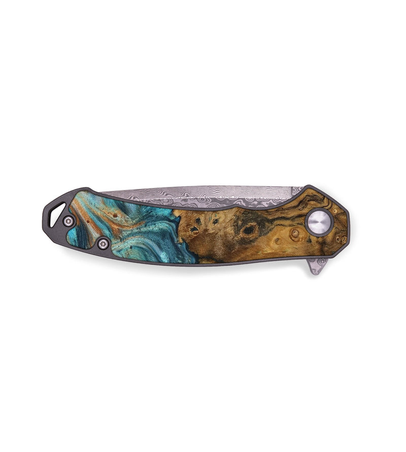 EDC Wood Pocket Knife - Heda (Teal & Gold, 729751)