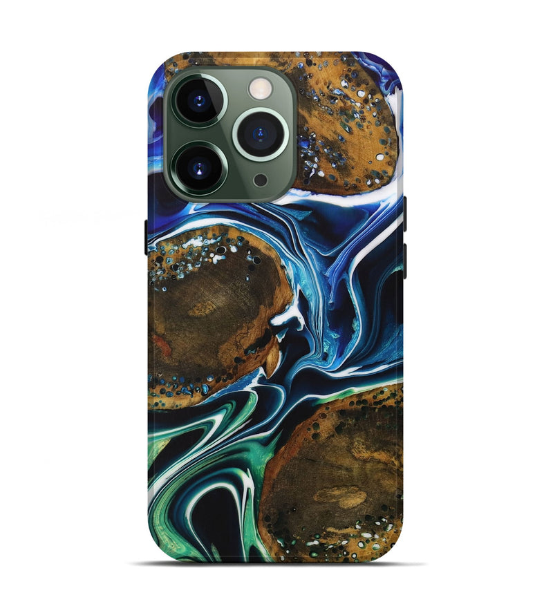 iPhone 13 Pro Wood Live Edge Phone Case - Thedore (Blue, 729925)