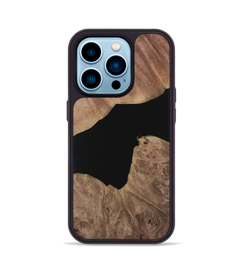 iPhone 14 Pro Wood Phone Case - Cubicle (Pure Black, 729935)