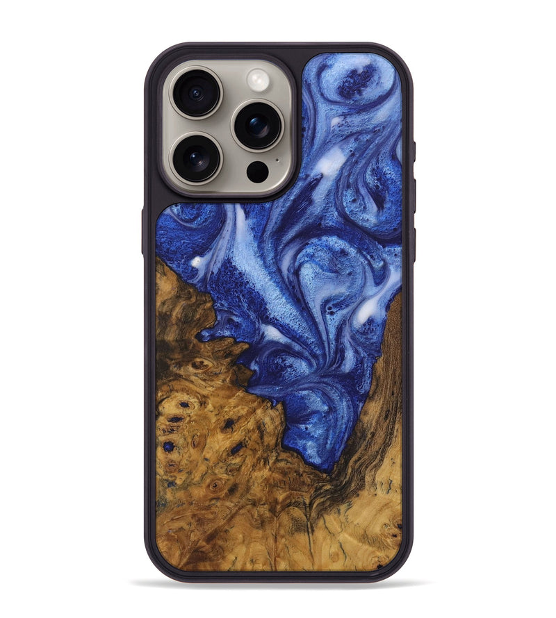 iPhone 15 Pro Max Wood Phone Case - Marice (Blue, 729992)
