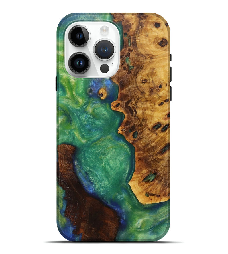 iPhone 15 Pro Max Wood Live Edge Phone Case - Kristel (Green, 730356)