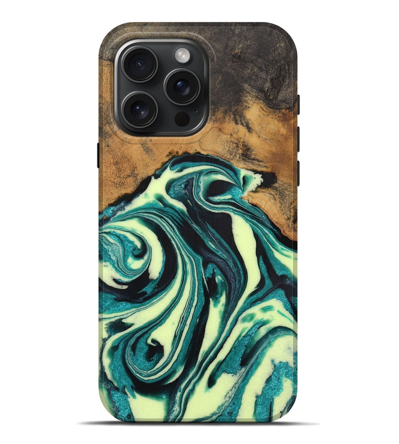 iPhone 16 Pro Max Wood Live Edge Phone Case - Kyan (Green, 730358)