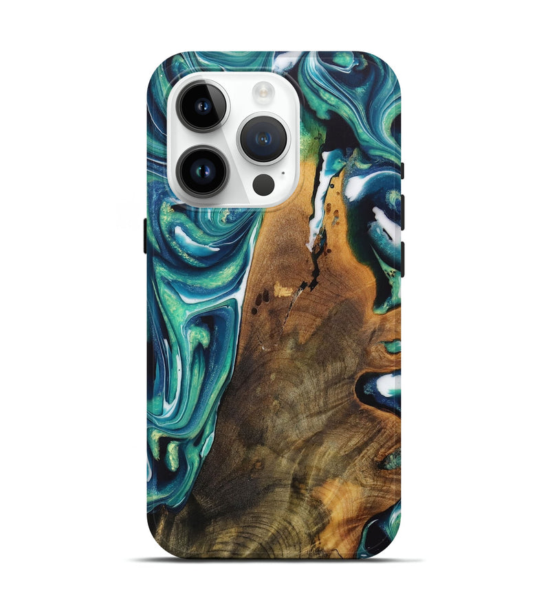 iPhone 15 Pro Wood Live Edge Phone Case - Otfried (Blue, 730365)