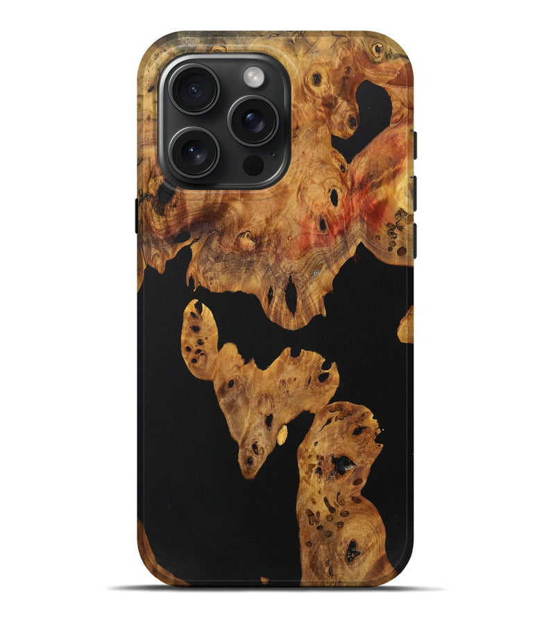 iPhone 16 Pro Max Wood Live Edge Phone Case - Shanell (Pure Black, 730373)