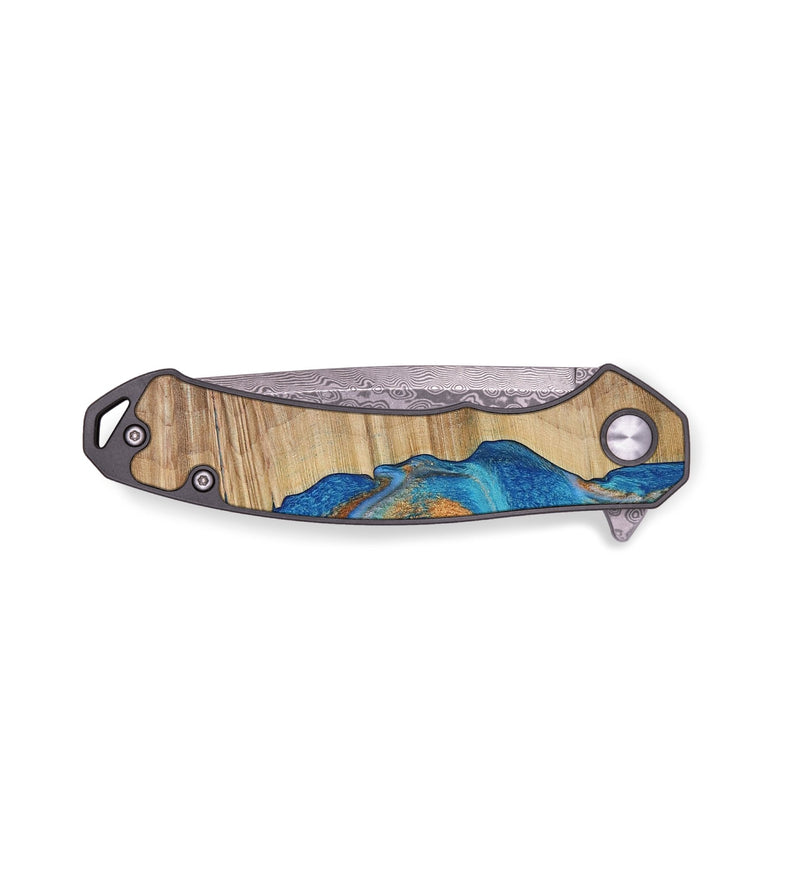 EDC Wood Pocket Knife - Marty (Teal & Gold, 730385)