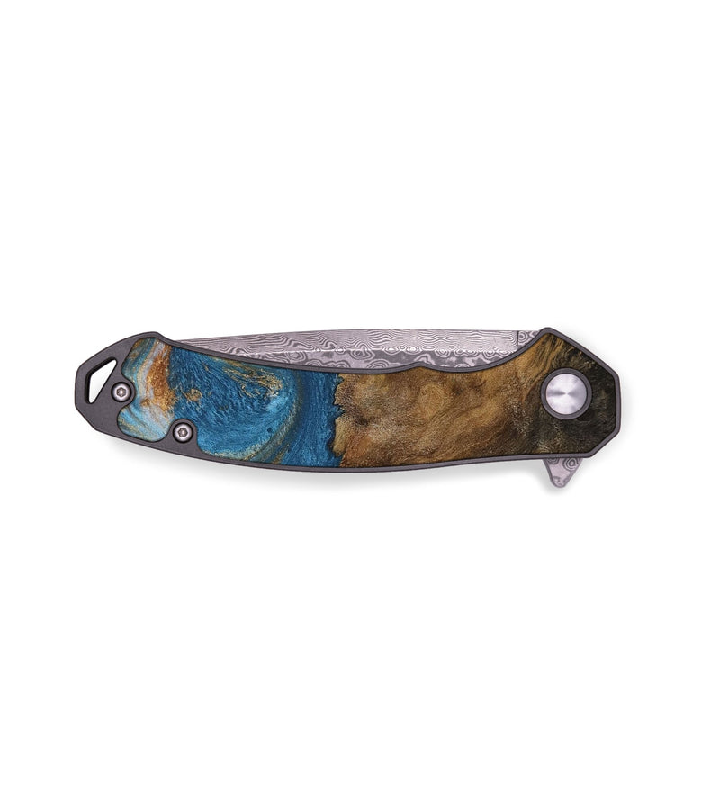 EDC Wood Pocket Knife - Dreddy (Teal & Gold, 730413)