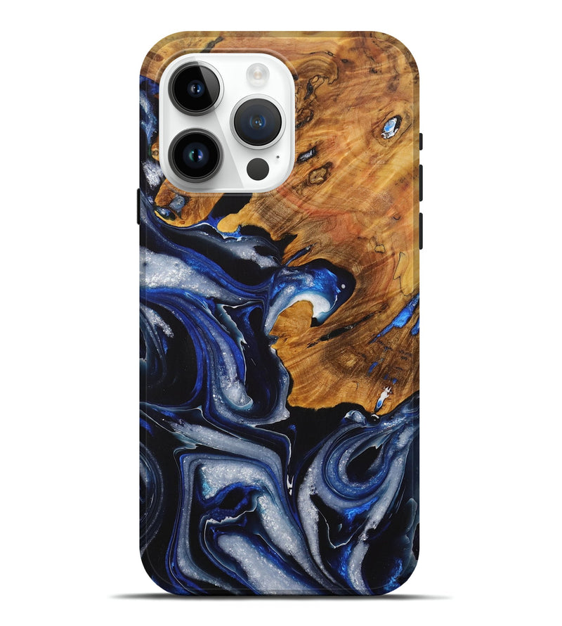 iPhone 15 Pro Max Wood Live Edge Phone Case - Estela (Blue, 730596)