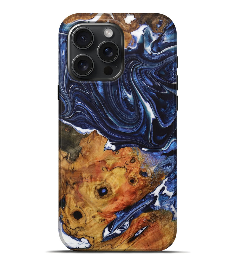iPhone 16 Pro Max Wood Live Edge Phone Case - Clabe (Blue, 730597)