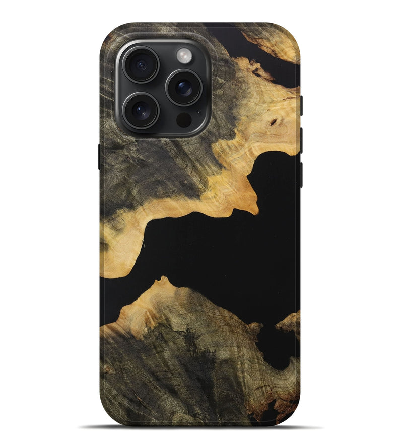 iPhone 16 Pro Max Wood Live Edge Phone Case - Cathe (Pure Black, 730600)