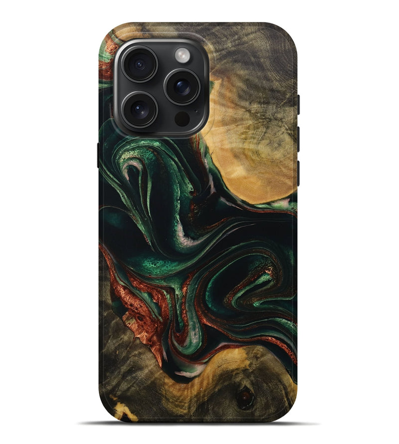 iPhone 16 Pro Max Wood Live Edge Phone Case - Benet (Green, 730607)