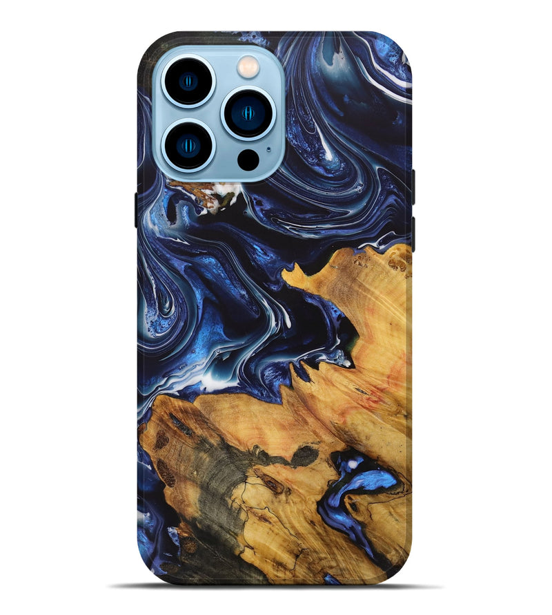 iPhone 14 Pro Max Wood Live Edge Phone Case - Ally (Blue, 730613)