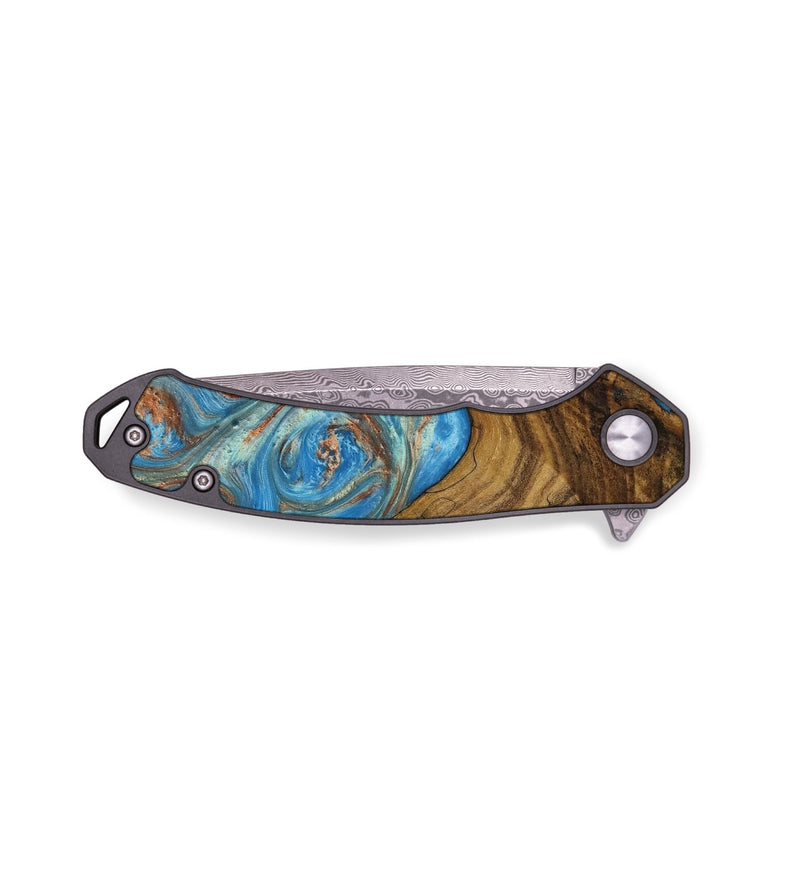 EDC Wood Pocket Knife - Ricca (Teal & Gold, 730695)
