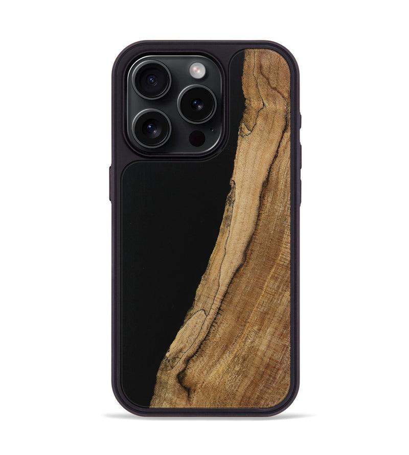 iPhone 15 Pro Wood Phone Case - Hilton (Pure Black, 730700)