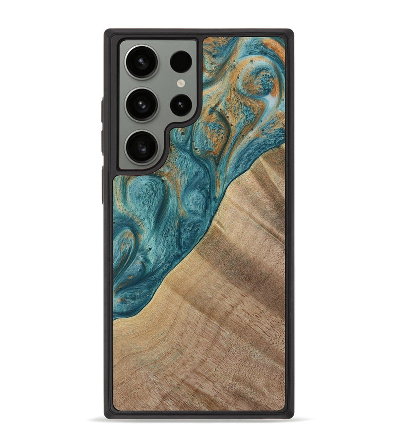 Galaxy S23 Ultra Wood Phone Case - Budd (Teal & Gold, 730705)