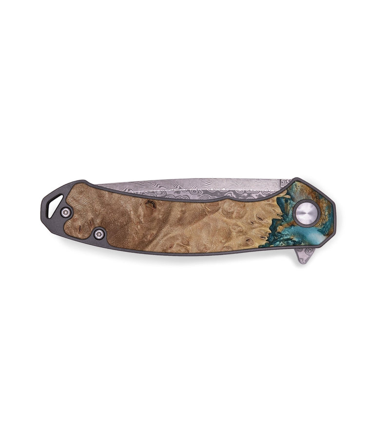EDC Wood Pocket Knife - Wilfred (Teal & Gold, 730841)