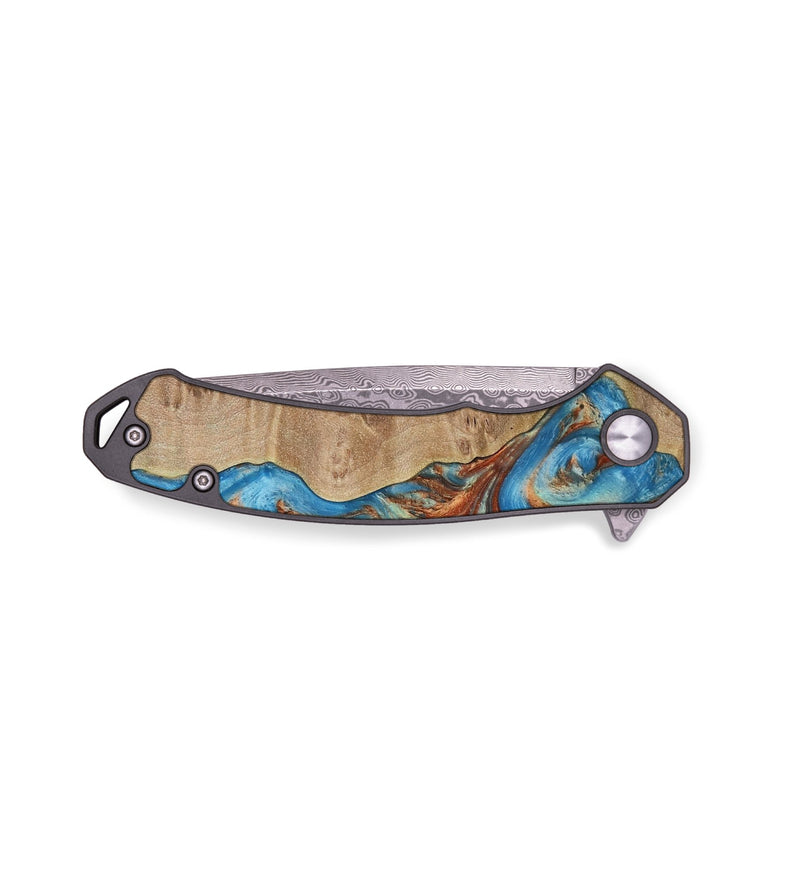 EDC Wood Pocket Knife - Tsing (Teal & Gold, 730904)