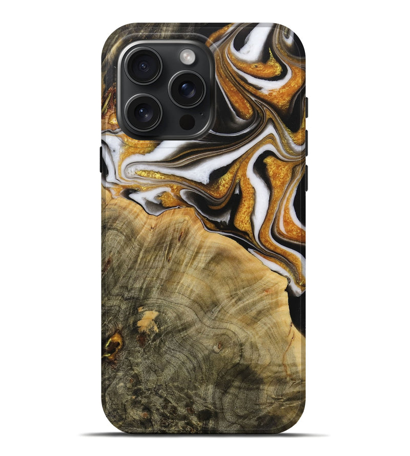 iPhone 16 Pro Max Wood Live Edge Phone Case - Haden (Black & White, 730982)