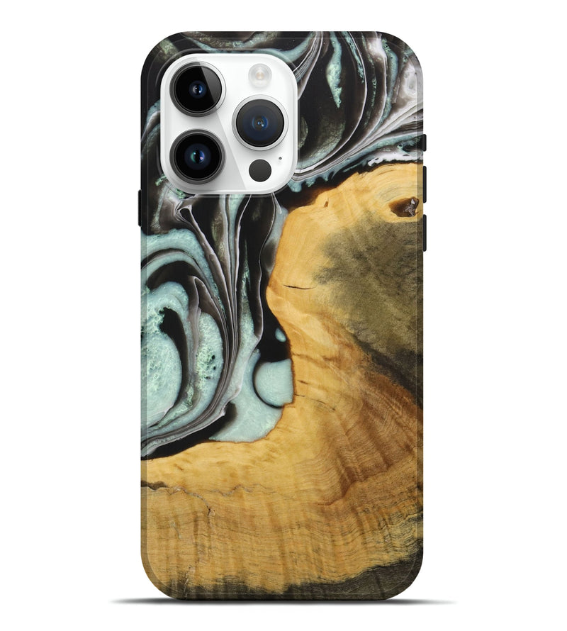 iPhone 15 Pro Max Wood Live Edge Phone Case - Dida (Green, 730987)