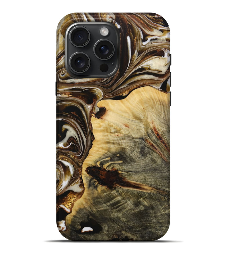 iPhone 16 Pro Max Wood Live Edge Phone Case - Marshal (Black & White, 730992)