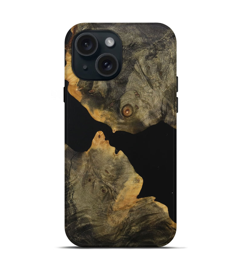 iPhone 15 Wood Live Edge Phone Case - Zoltan (Pure Black, 730994)
