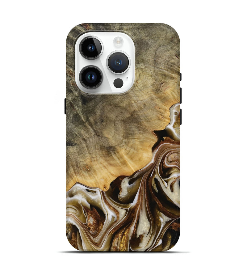 iPhone 15 Pro Wood Live Edge Phone Case - Kevyn (Black & White, 730998)
