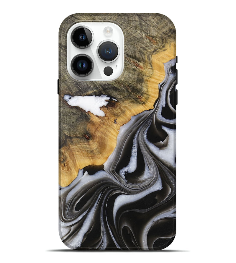 iPhone 15 Pro Max Wood Live Edge Phone Case - Burton (Black & White, 731000)