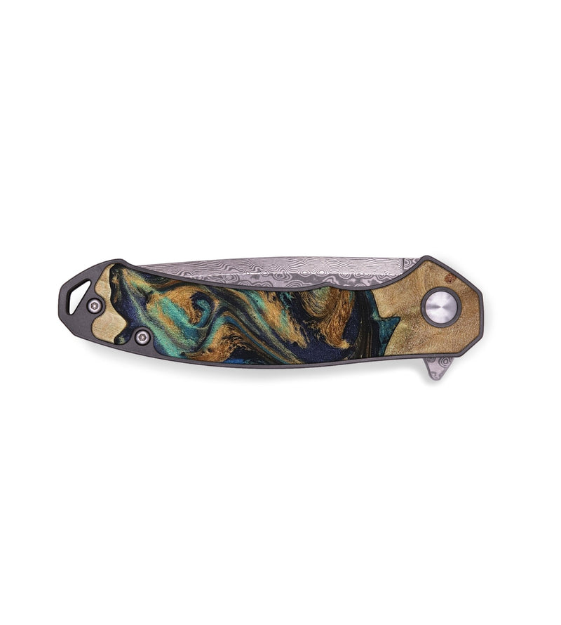 EDC Wood Pocket Knife - Stephan (Teal & Gold, 731089)
