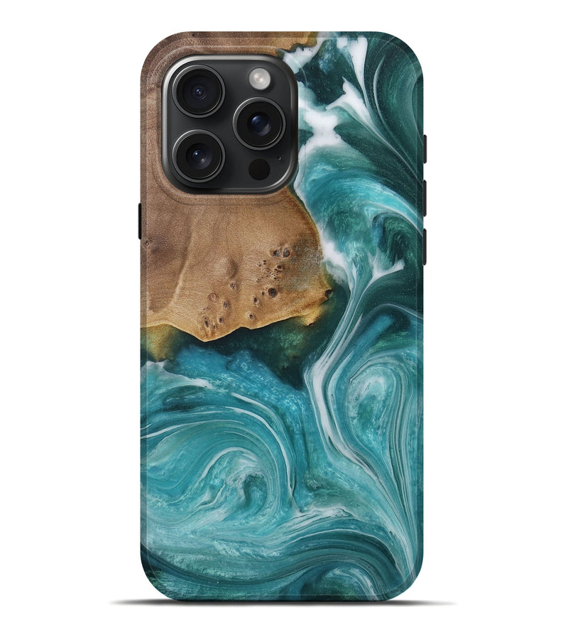 iPhone 16 Pro Max Wood Live Edge Phone Case - Nguyen (Blue, 731203)