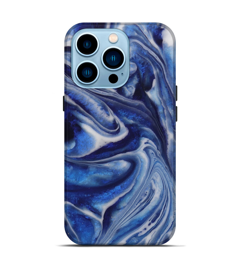 iPhone 14 Pro Wood Live Edge Phone Case - Abigael (Blue, 731207)