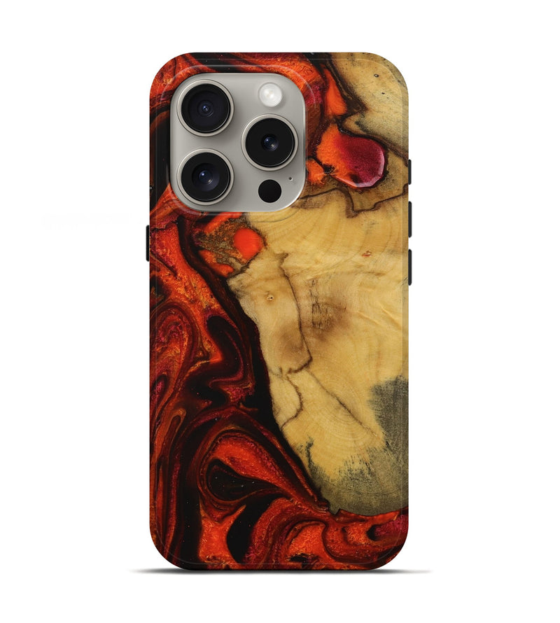 iPhone 16 Pro Wood Live Edge Phone Case - Ardine (Red, 731214)