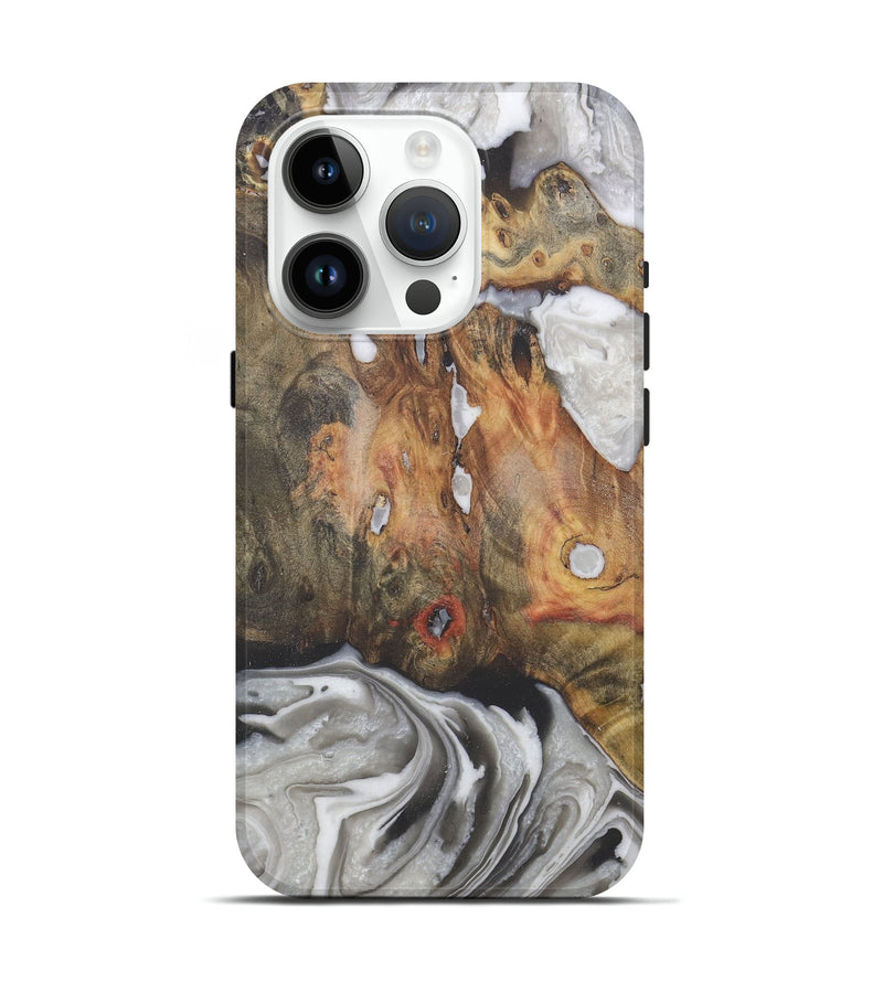 iPhone 15 Pro Wood Live Edge Phone Case - Tyler (Black & White, 731218)