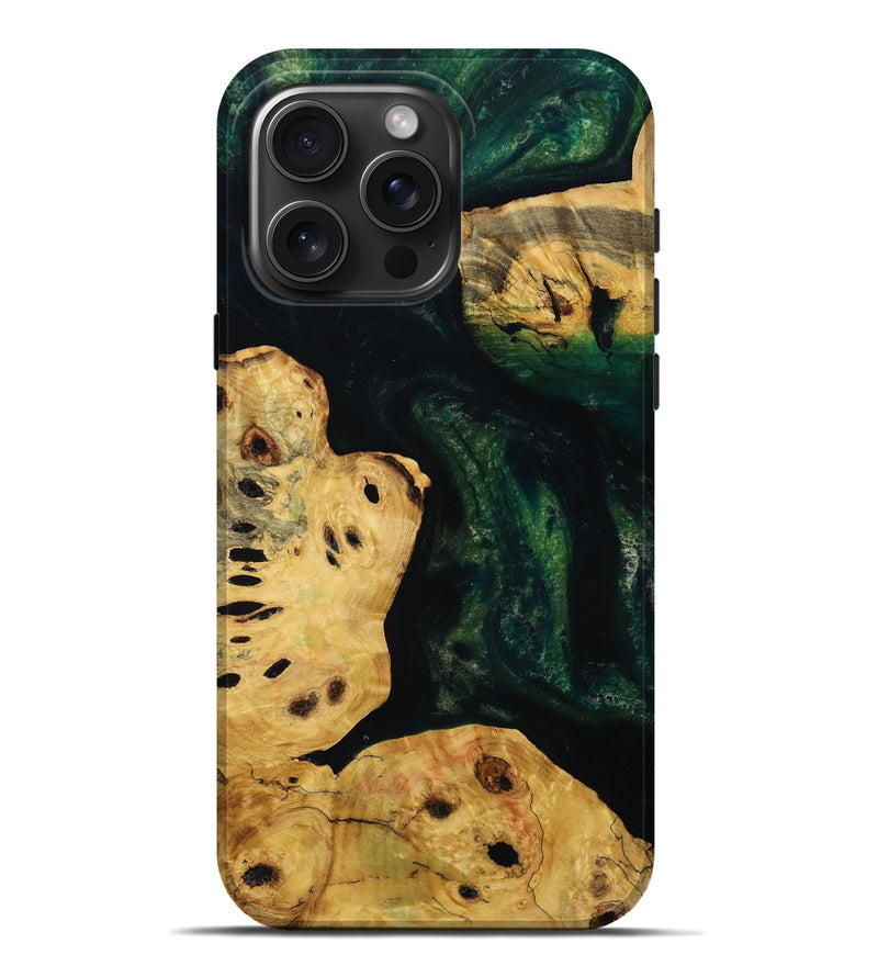 iPhone 16 Pro Max Wood Live Edge Phone Case - Kaylie (Green, 731223)
