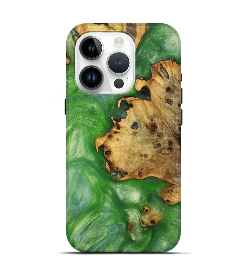 iPhone 15 Pro Wood Live Edge Phone Case - Aidan (Green, 731224)