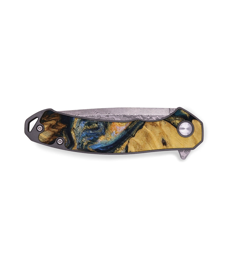 EDC Wood Pocket Knife - Flying (Teal & Gold, 731319)