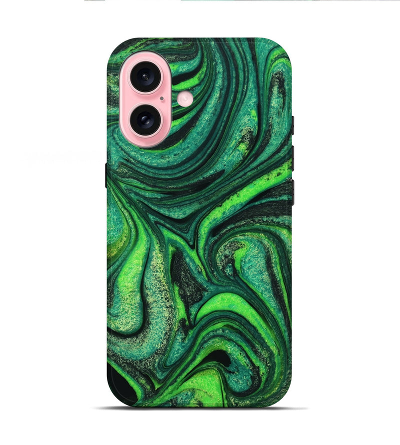 iPhone 16 ResinArt Live Edge Phone Case - Abbott (Green, 731370)