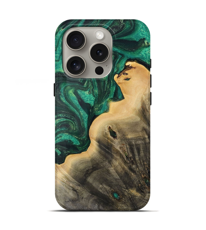 iPhone 16 Pro Wood Live Edge Phone Case - Flossie (Green, 731372)