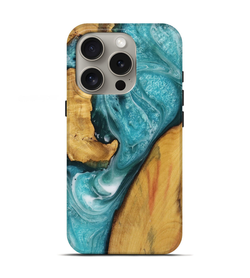 iPhone 16 Pro Wood Live Edge Phone Case - Keri (Green, 731373)