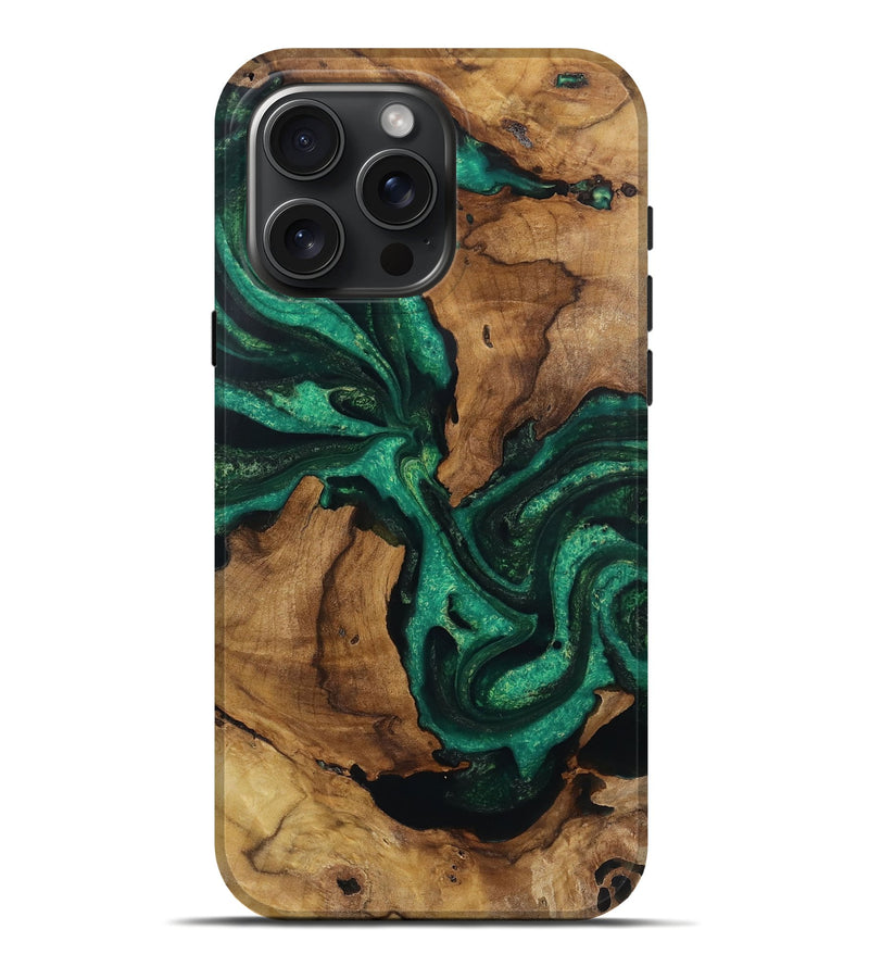 iPhone 16 Pro Max Wood Live Edge Phone Case - Emlynn (Green, 731377)