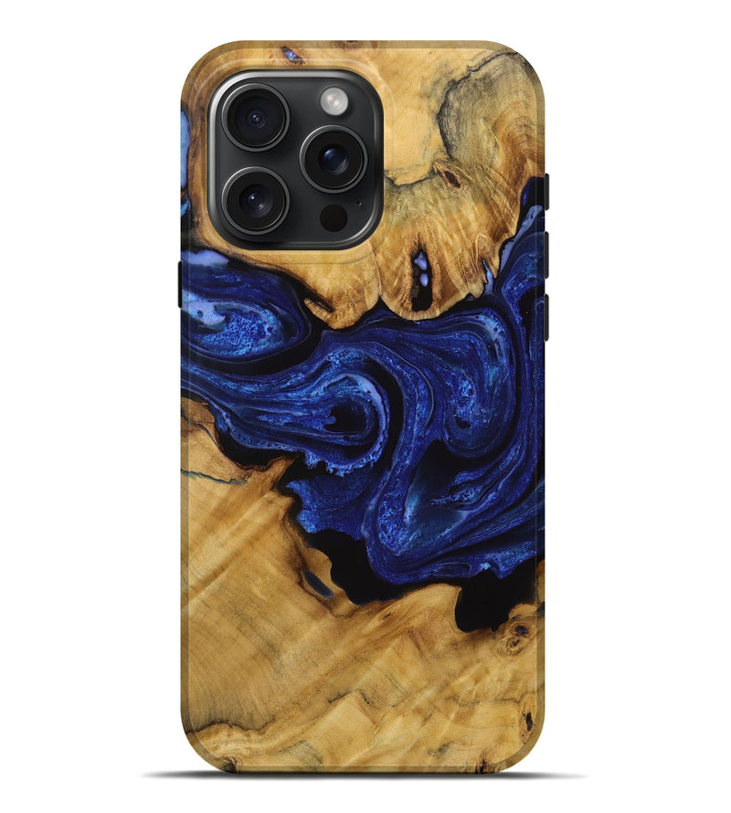 iPhone 16 Pro Max Wood Live Edge Phone Case - Jiles (Blue, 731378)