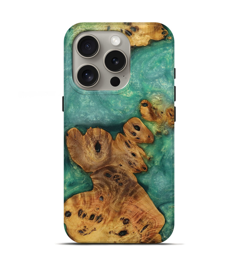iPhone 16 Pro Wood Live Edge Phone Case - Jania (Green, 731381)