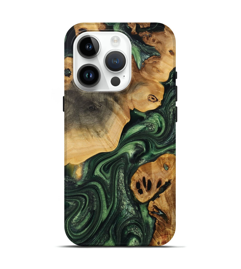 iPhone 15 Pro Wood Live Edge Phone Case - Karlee (Green, 731384)
