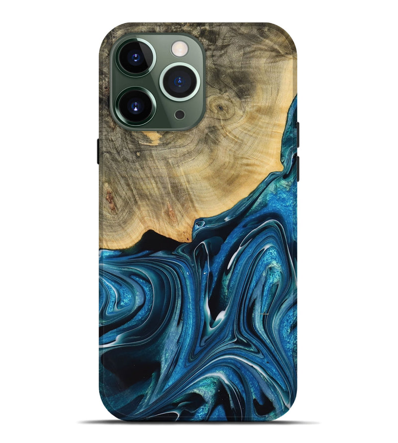 iPhone 13 Pro Max Wood Live Edge Phone Case - Bihari (Blue, 731388)