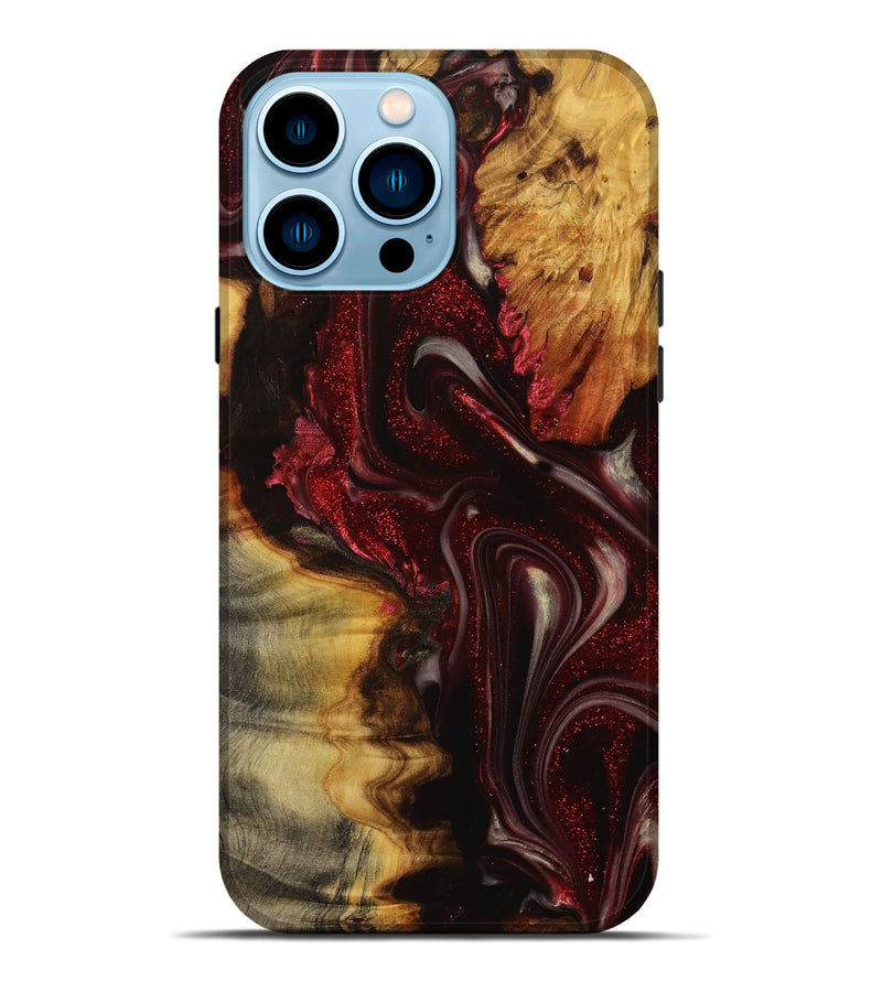 iPhone 14 Pro Max Wood Live Edge Phone Case - Blaine (Red, 731396)