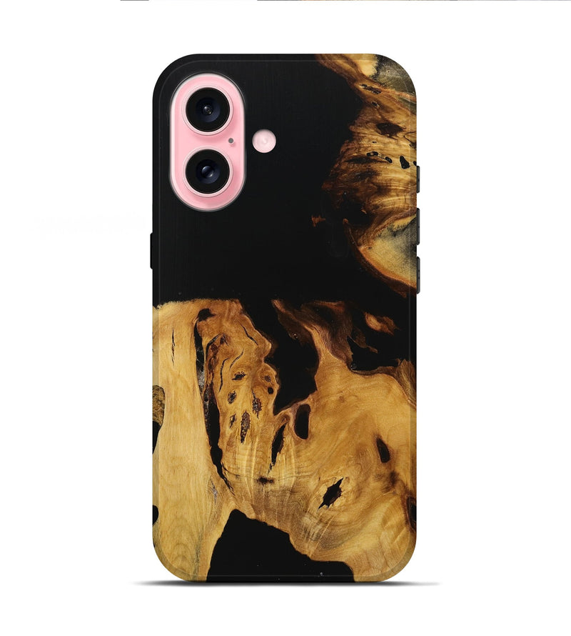 iPhone 16 Wood Live Edge Phone Case - Ottawa (Pure Black, 731399)