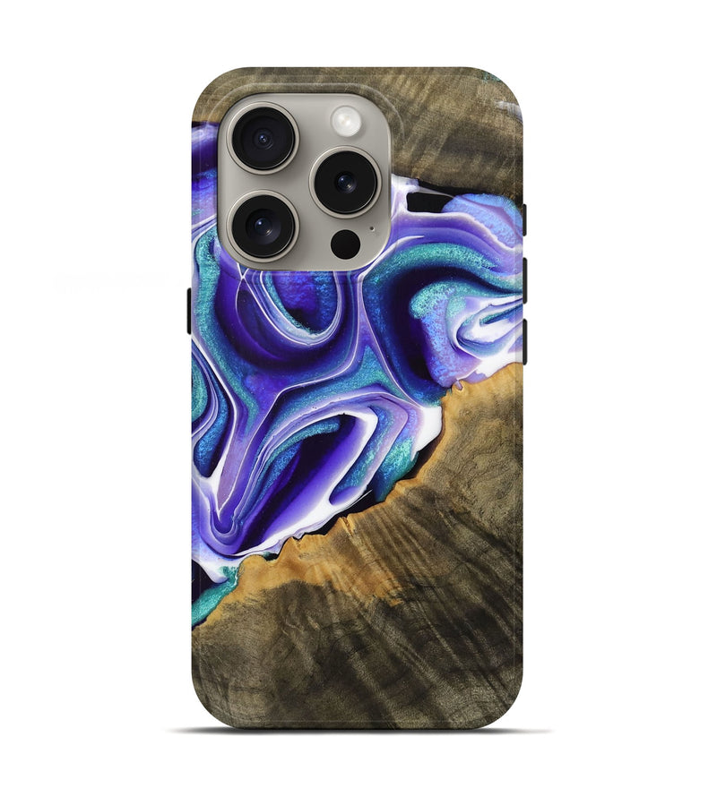 iPhone 16 Pro Wood Live Edge Phone Case - Kiam (Purple, 731405)