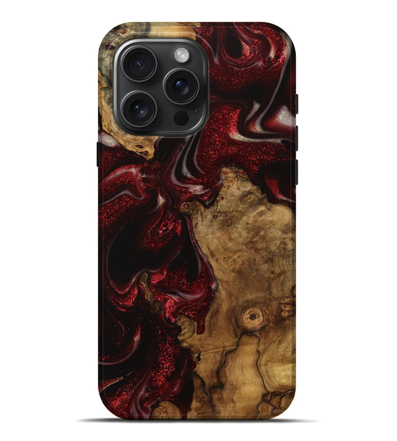 iPhone 16 Pro Max Wood Live Edge Phone Case - Minta (Red, 731417)