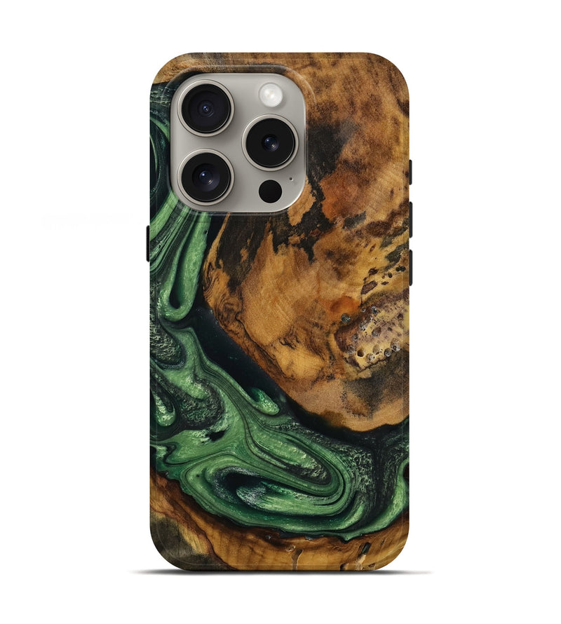 iPhone 16 Pro Wood Live Edge Phone Case - Jacinta (Green, 731418)