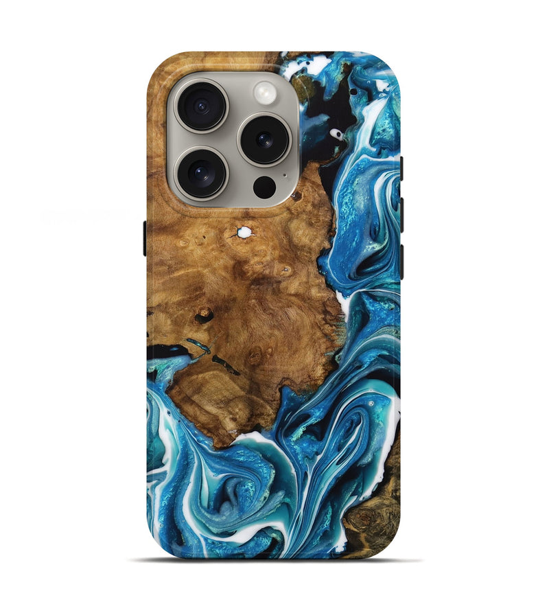 iPhone 16 Pro Wood Live Edge Phone Case - Shuichi (Blue, 731422)