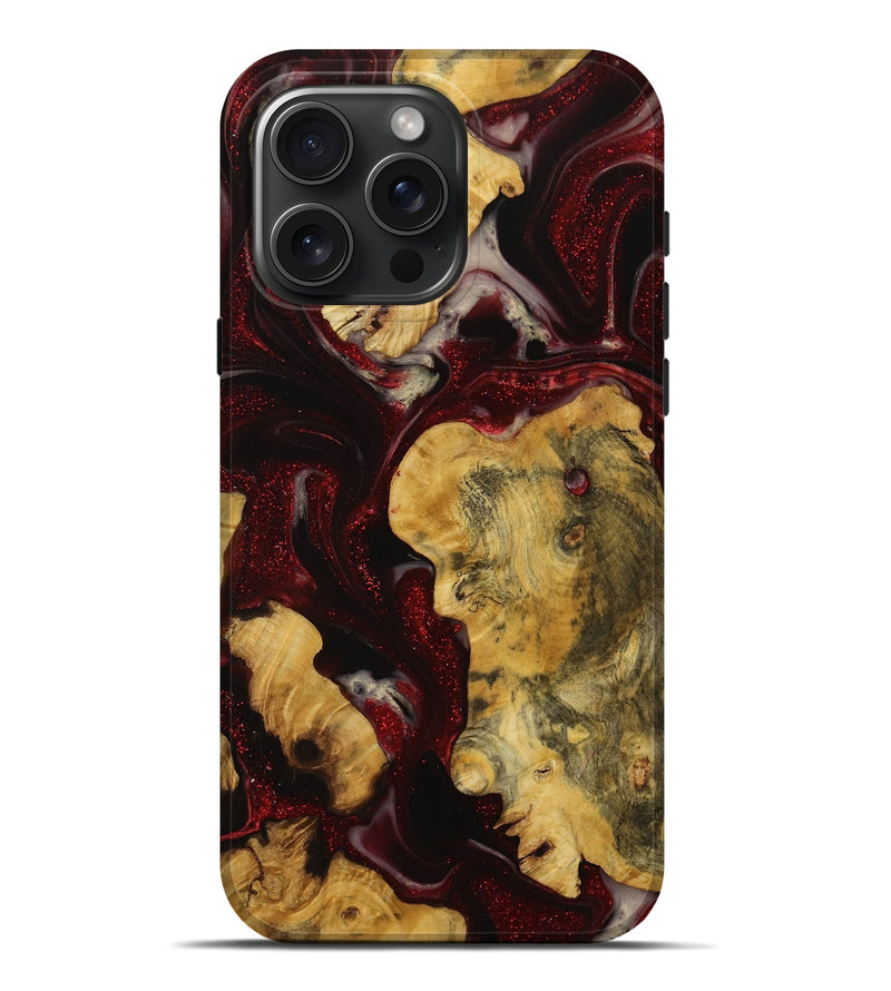 iPhone 16 Pro Max Wood Live Edge Phone Case - Chabane (Red, 731424)