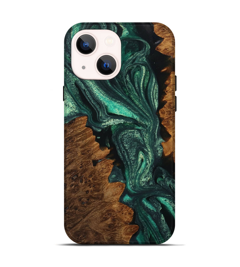 iPhone 14 Wood Live Edge Phone Case - Ronica (Green, 731428)